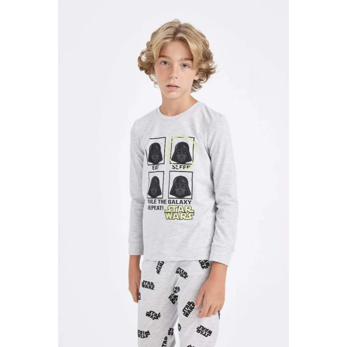 D5094 Erkek Çocuk Star Wars Uzun Kollu Üst Uzun Alt Pijama Takımı