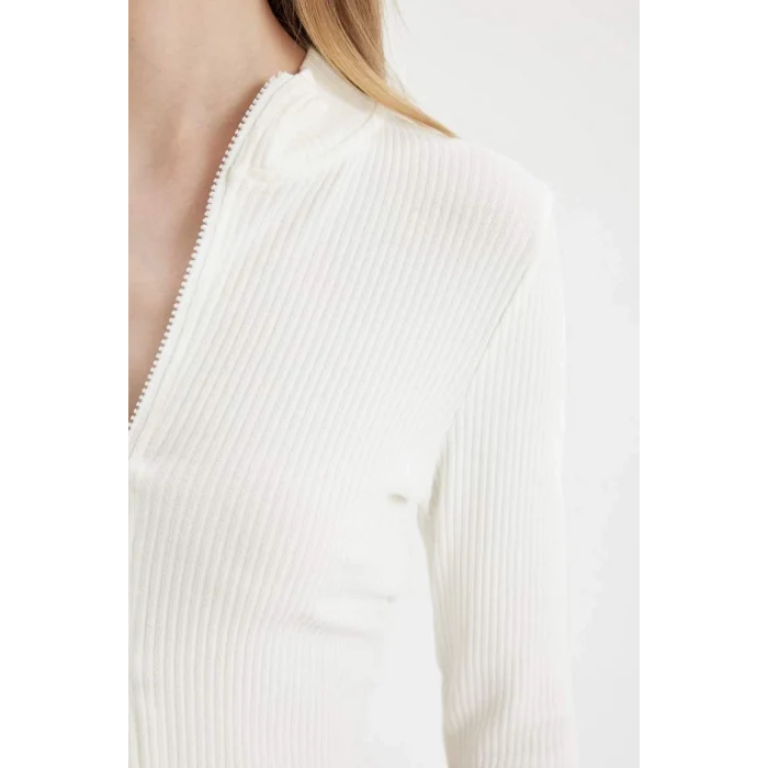 D5124 Fitted Dik Yaka Fitilli Kaşkorse Hırka