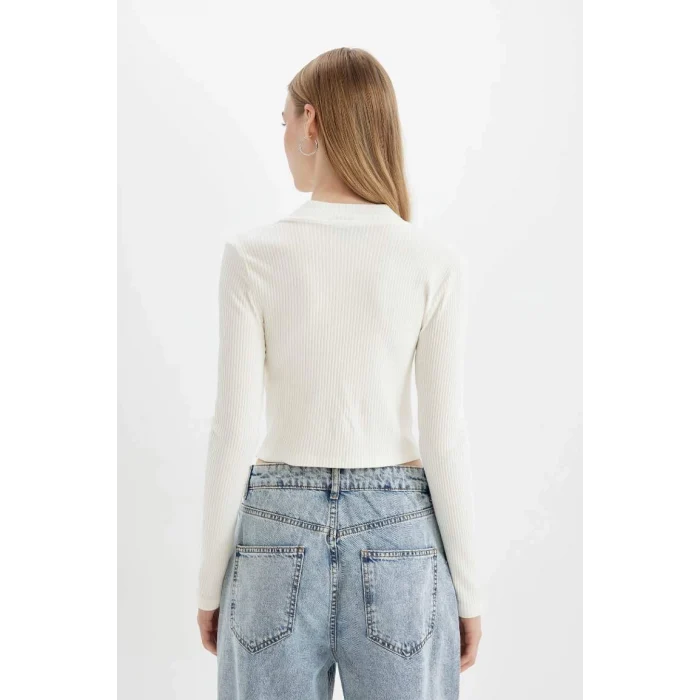 D5124 Fitted Dik Yaka Fitilli Kaşkorse Hırka