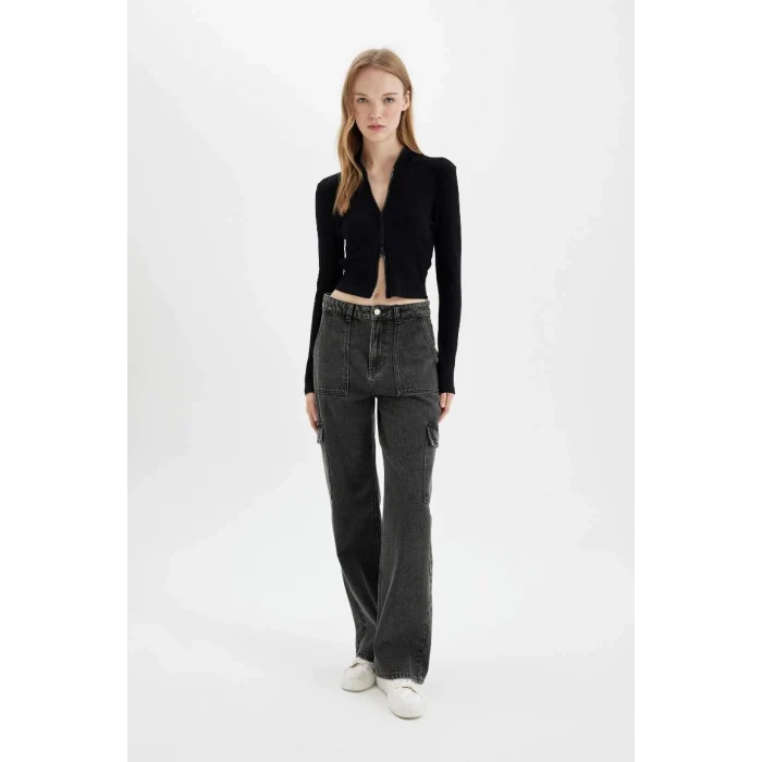 D5124 Fitted Dik Yaka Fitilli Kaşkorse Hırka