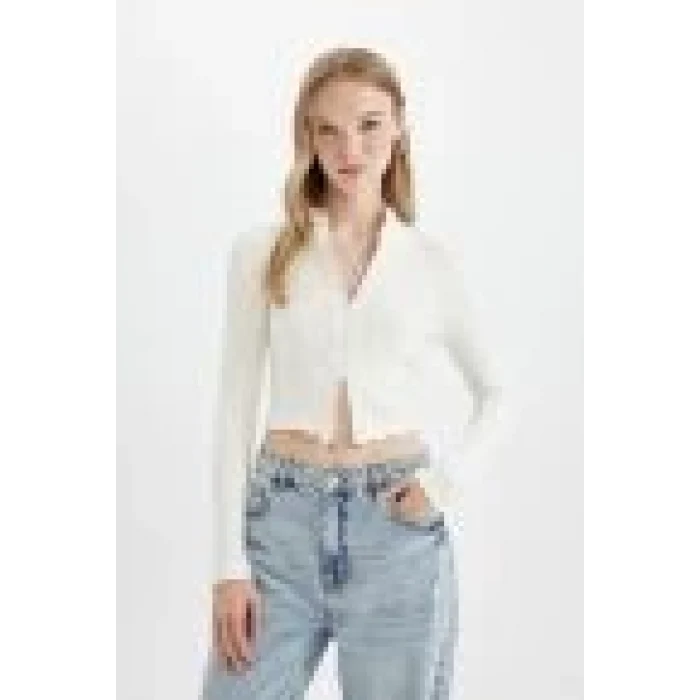 D5124 Fitted Dik Yaka Fitilli Kaşkorse Hırka