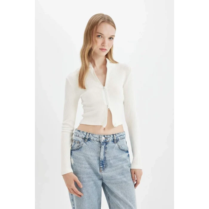 D5124 Fitted Dik Yaka Fitilli Kaşkorse Hırka