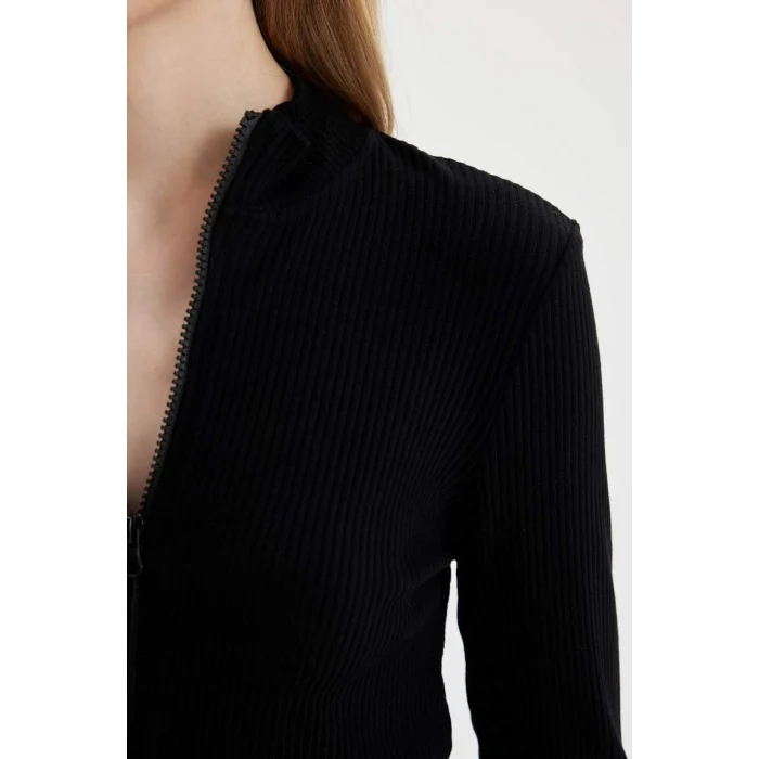 D5124 Fitted Dik Yaka Fitilli Kaşkorse Hırka