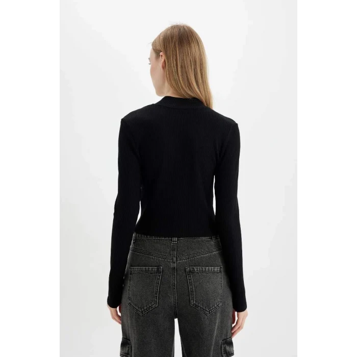 D5124 Fitted Dik Yaka Fitilli Kaşkorse Hırka