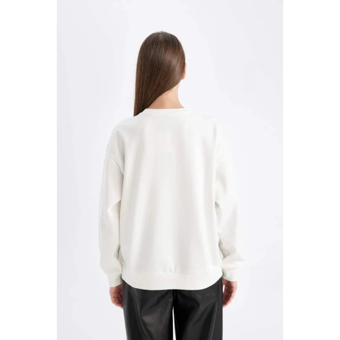 D5290 Relax Fit Baskılı İnce Sweatshirt