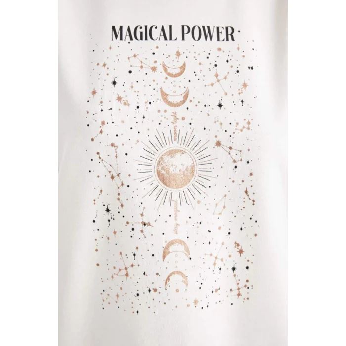 D5290 Relax Fit Baskılı İnce Sweatshirt