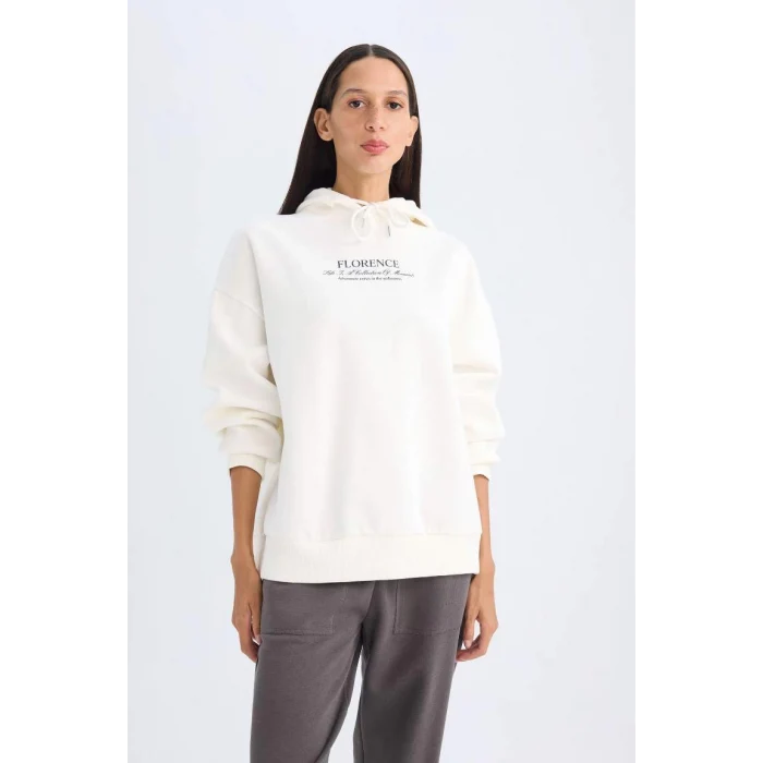 D5292 Oversize Fit Baskılı Kalın Sweat Shirt