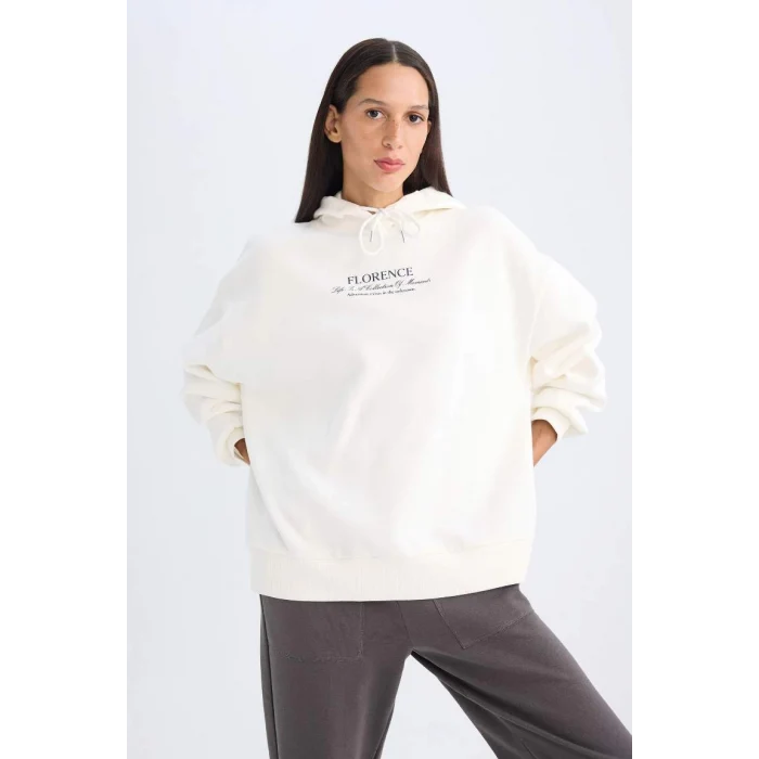 D5292 Oversize Fit Baskılı Kalın Sweat Shirt