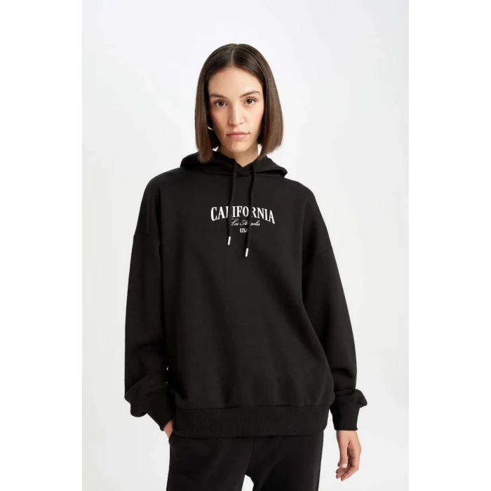 D5293 Oversize Fit Baskılı Kalın Sweat Shirt