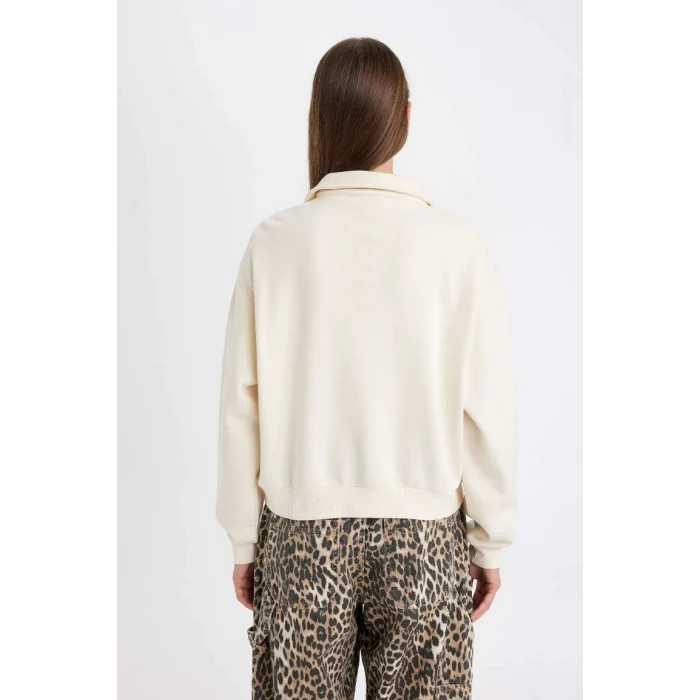 D5298 Yarım Fermuarlı Dik Yaka Kalın Sweatshirt