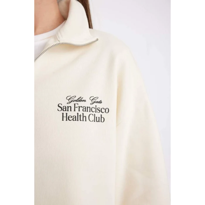 D5298 Yarım Fermuarlı Dik Yaka Kalın Sweatshirt