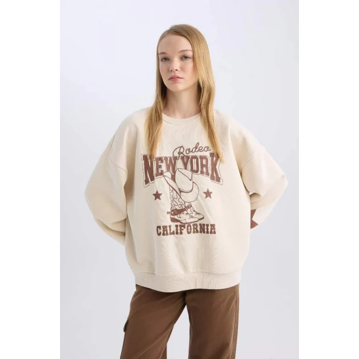 D5306 Coool Oversize Fit Baskılı Sweatshirt