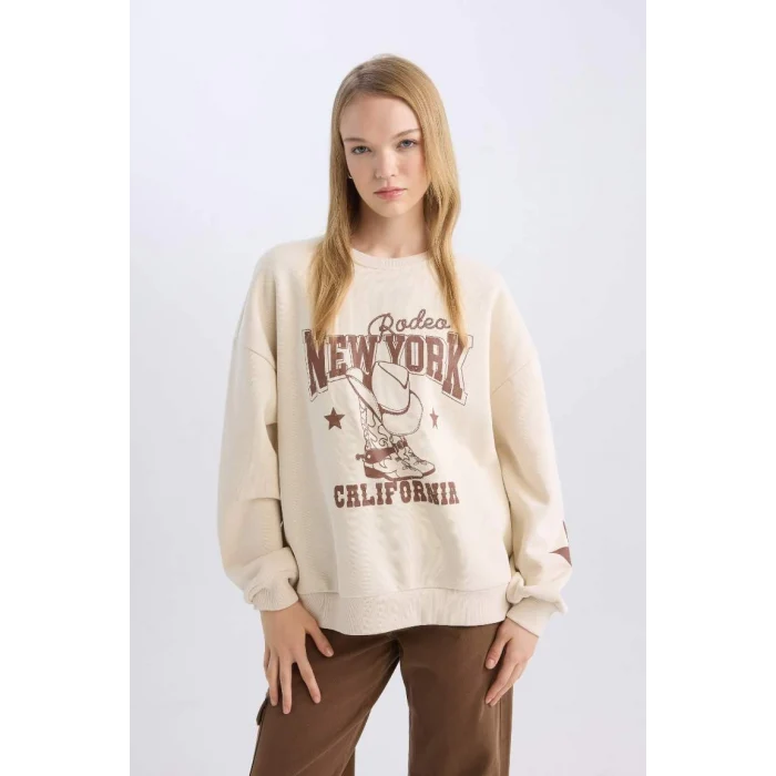D5306 Coool Oversize Fit Baskılı Sweatshirt