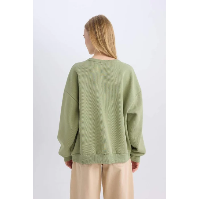D5384 Coool Oversize Fit Baskılı Kalın Sweatshirt