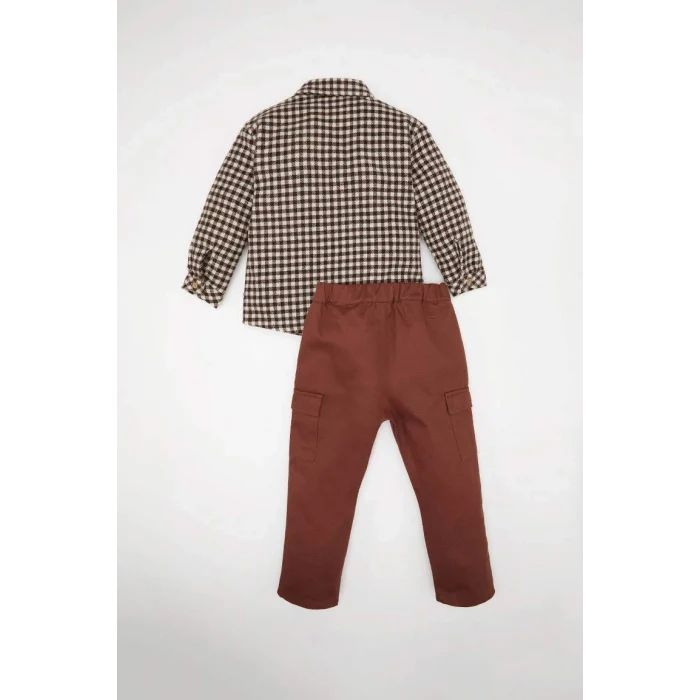 D5405 2li Takım Uzun Kollu Gömlek Kargo Cepli Alt