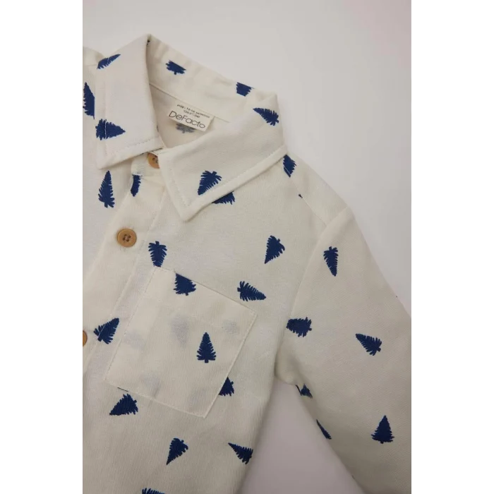 D5425 Erkek Bebek Yılbaşı Temalı 2li Takım Gömlek Üst Pantolon Alt