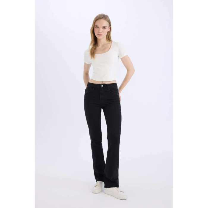 D5529 Yüksek Bel Uzun Jean Pantolon