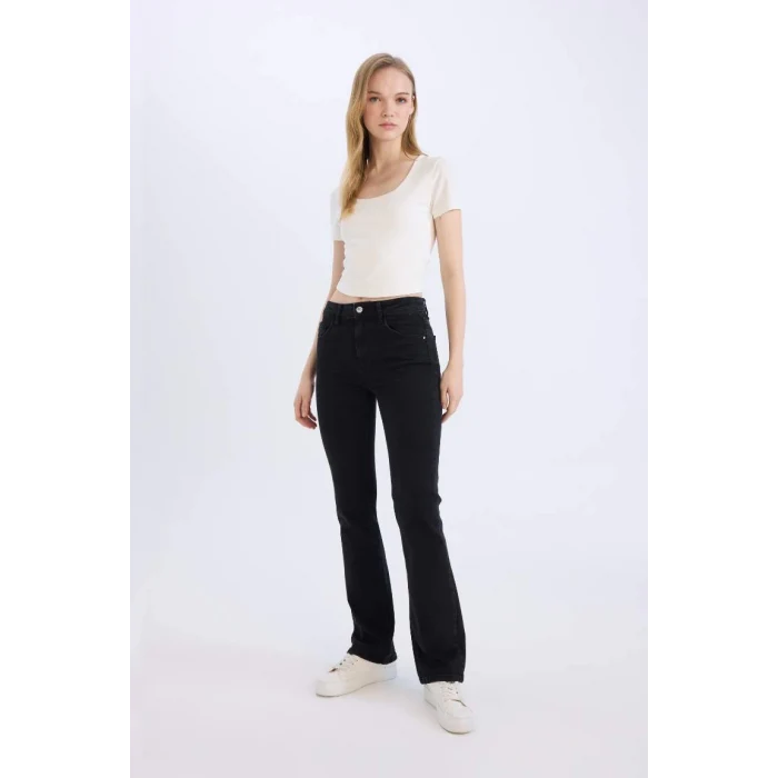 D5529 Yüksek Bel Uzun Jean Pantolon