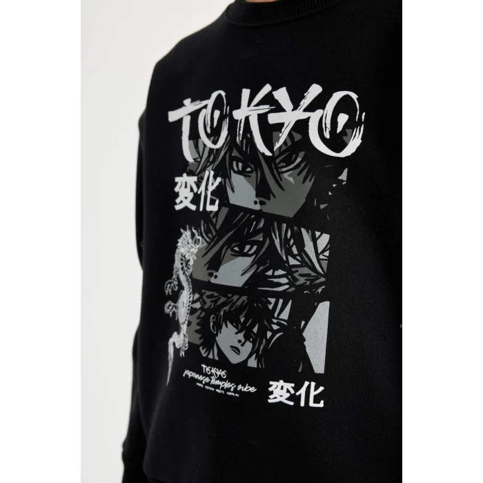 D5680 Oversize Fit Baskılı Sweatshirt