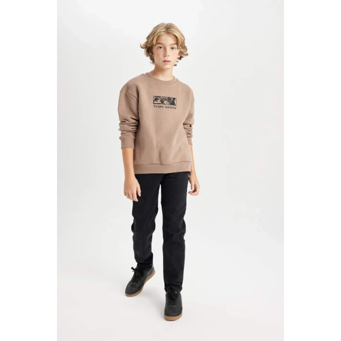 D5682 Oversize Fit Sırt Baskılı Sweatshirt