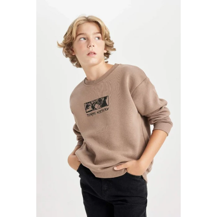 D5682 Oversize Fit Sırt Baskılı Sweatshirt