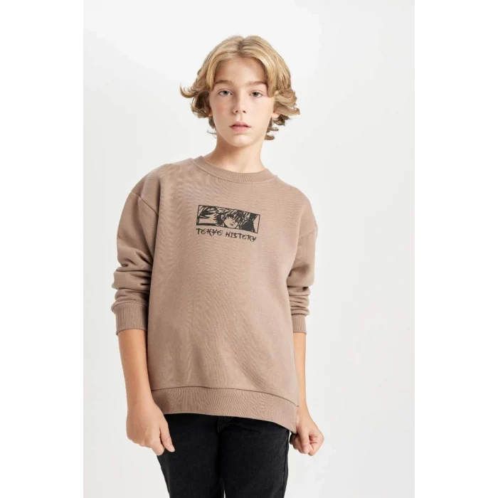 D5682 Oversize Fit Sırt Baskılı Sweatshirt