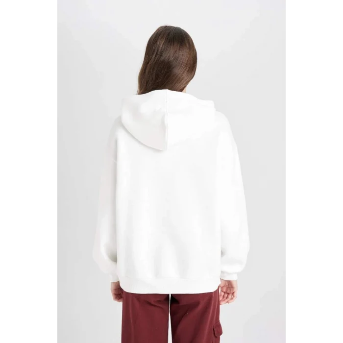 D5730 Oversize Fit Kapüşonlu Baskılı Sweatshirt
