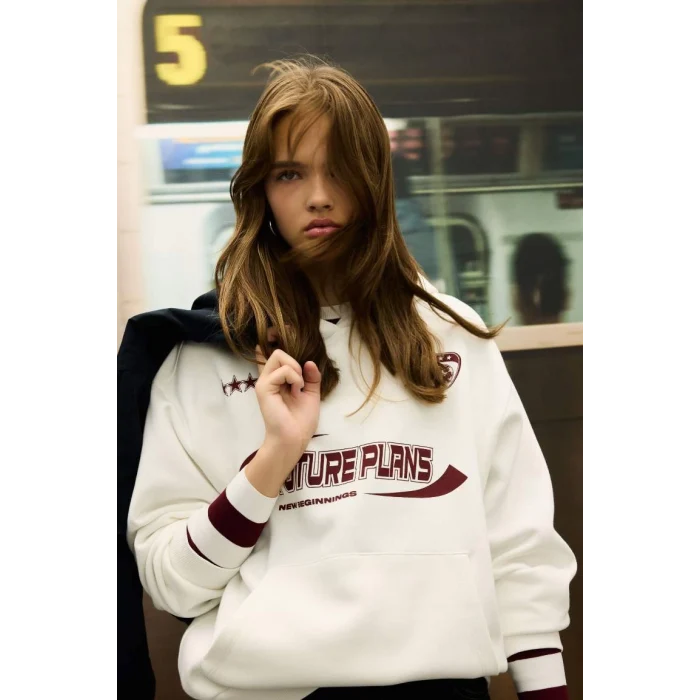 D5730 Oversize Fit Kapüşonlu Baskılı Sweatshirt