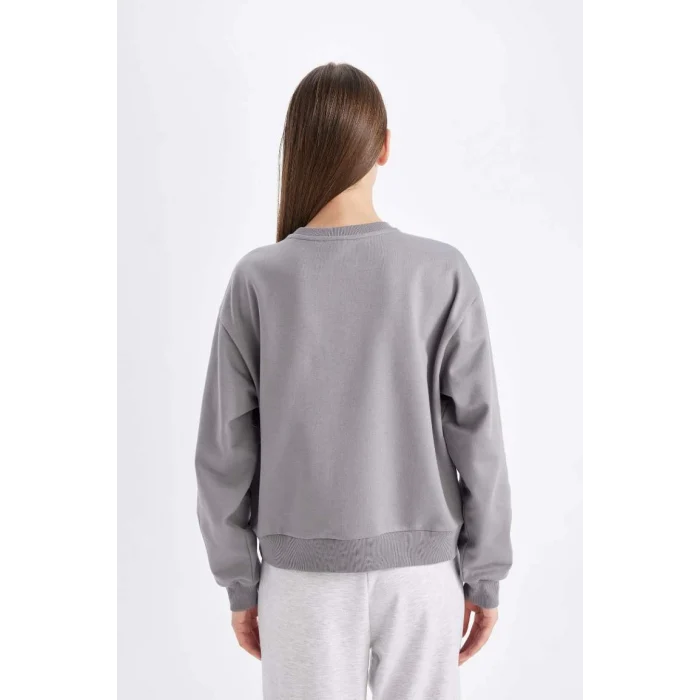 D5929 Regular Fit Baskılı İnce Sweatshirt