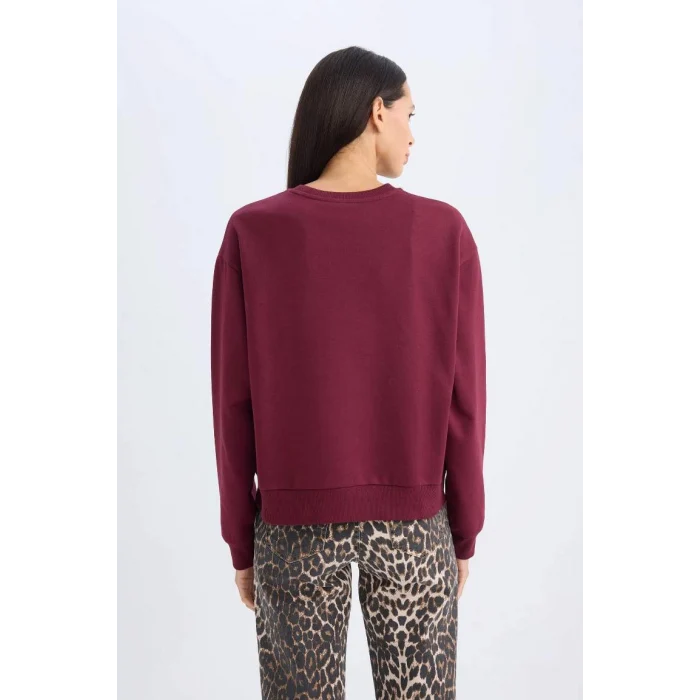 D5930 Regular Fit Bisiklet Yaka Baskılı Sweatshirt