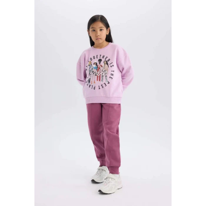 D6067 Kız Çocuk Beli Paçası Lastikli Basic Düz Jogger Eşofman Altı