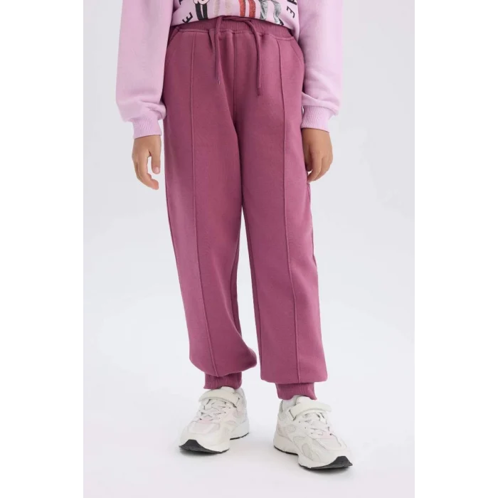 D6067 Kız Çocuk Beli Paçası Lastikli Basic Düz Jogger Eşofman Altı