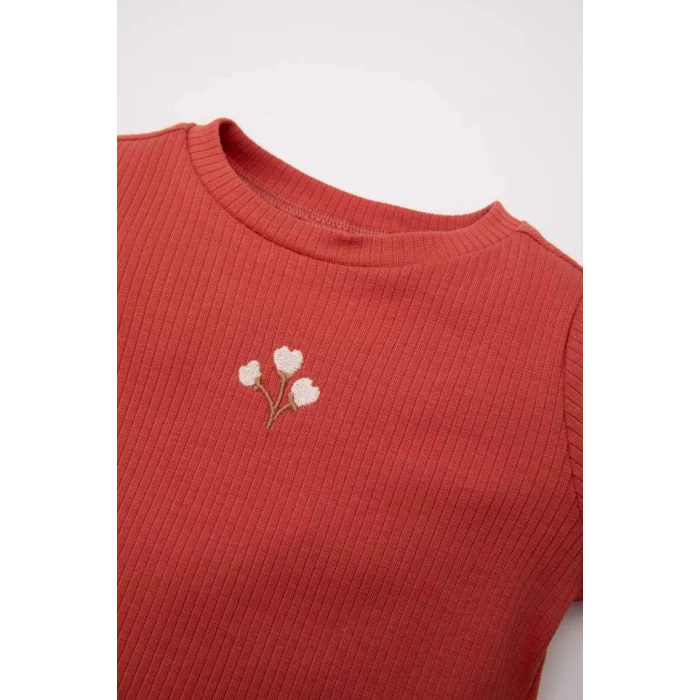 D6200 Kız Bebek Fitilli Kaşkorse Uzun Kollu Tişört Tayt 2li Takım