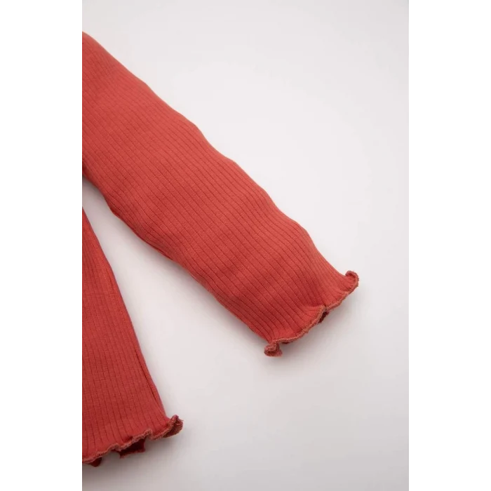 D6200 Kız Bebek Fitilli Kaşkorse Uzun Kollu Tişört Tayt 2li Takım