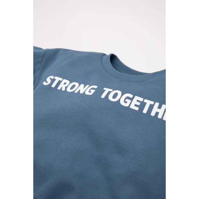 D6252 Erkek Bebek Baskılı Sweatshirt Eşofman Altı 2li Takım