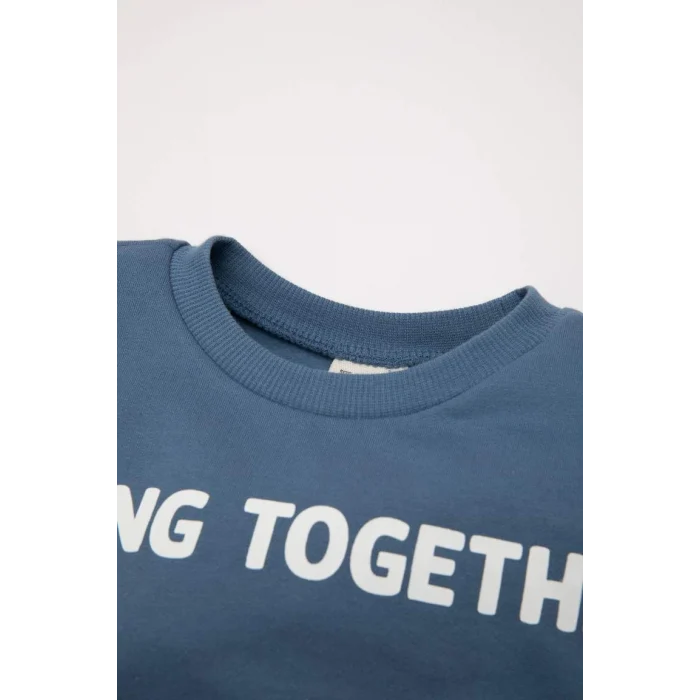 D6252 Erkek Bebek Baskılı Sweatshirt Eşofman Altı 2li Takım