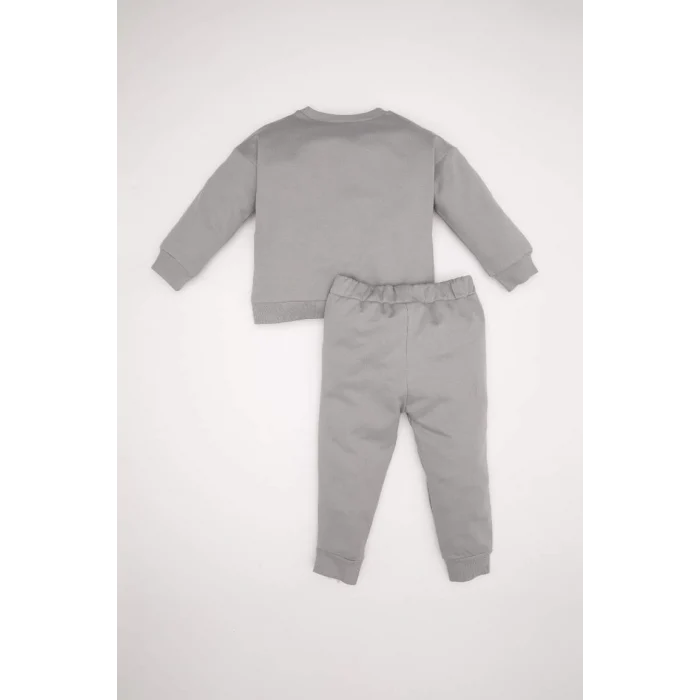 D6262 Erkek Bebek Baskılı İnce Sweatshirt Eşofman Altı 2li Takım