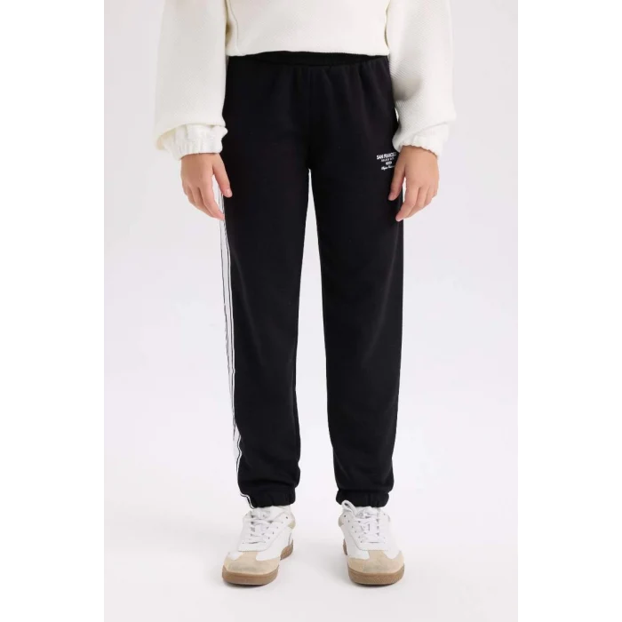 D6567 Beli Paçası Lastikli Baskılı Jogger Eşofman Altı