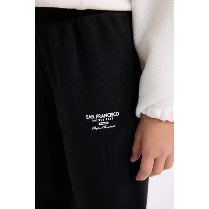 D6567 Beli Paçası Lastikli Baskılı Jogger Eşofman Altı