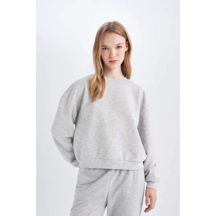 D6645 Basic Kalın Kumaş Basic Sweatshirt