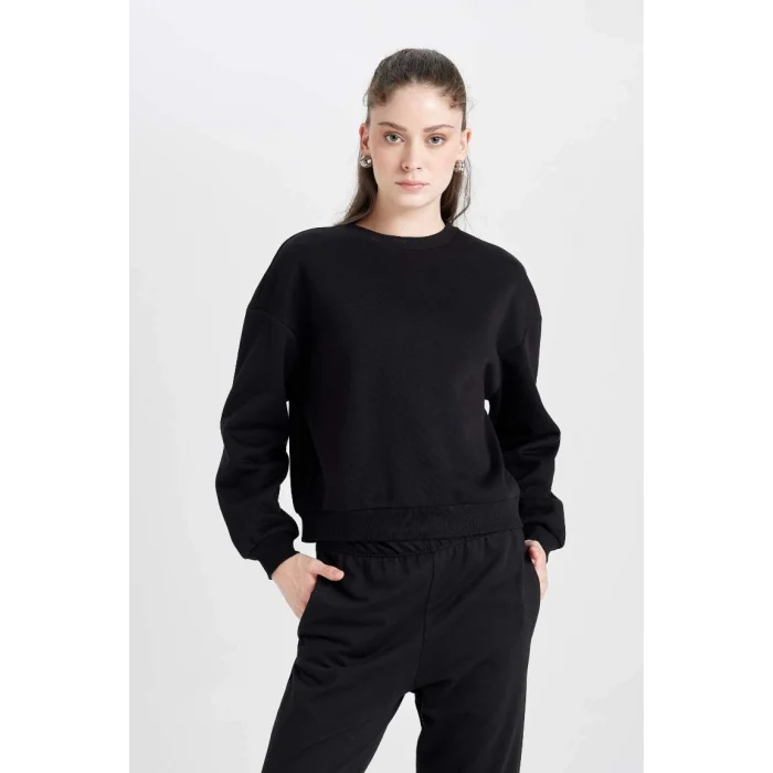 D6645 Basic Kalın Kumaş Basic Sweatshirt
