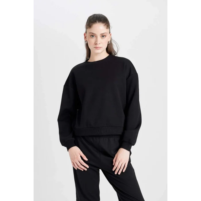D6645 Basic Kalın Kumaş Basic Sweatshirt