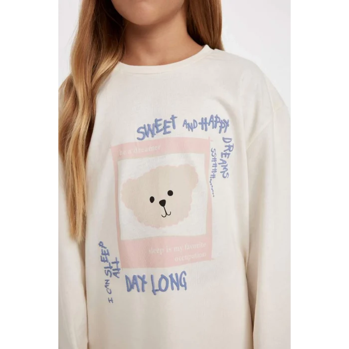 D6651 Baskılı Uzun Kollu Pijama Takımı