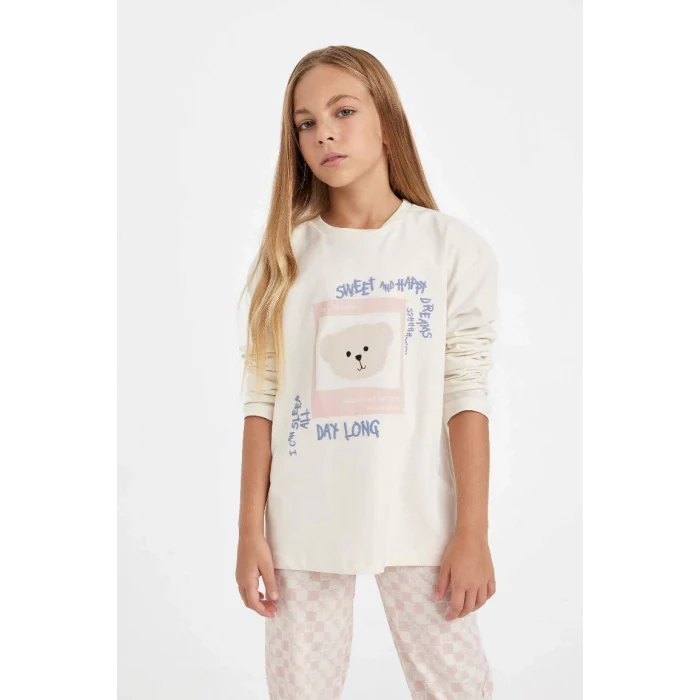 D6651 Baskılı Uzun Kollu Pijama Takımı