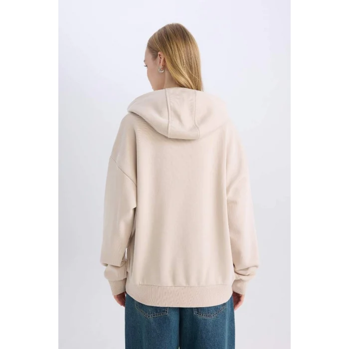 D6671 Coool Loose Fit Baskılı Kapüşonlu Sweatshirt