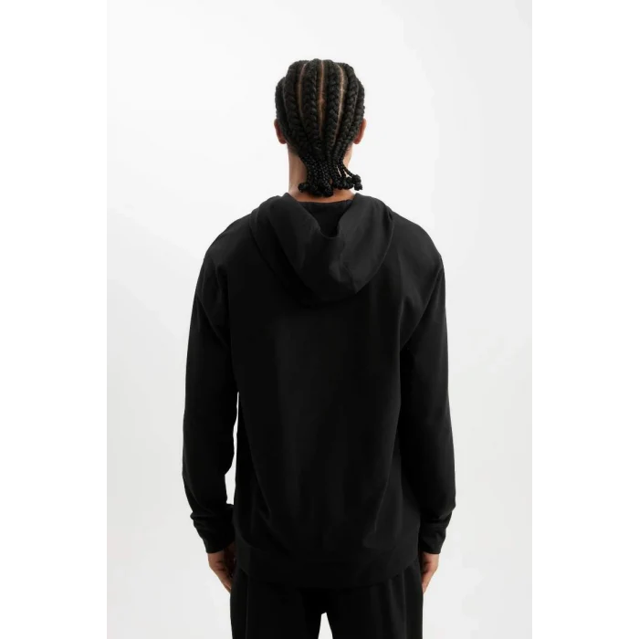 D6826 DeFactoFit Standart Fit Kapüşonlu Baskılı Sporcu Sweatshirt