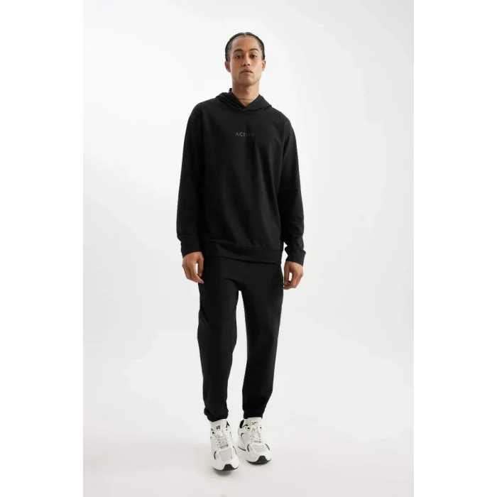 D6826 DeFactoFit Standart Fit Kapüşonlu Baskılı Sporcu Sweatshirt