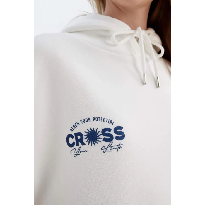 D6878 Oversize Fit Kapüşonlu Sırt Baskılı Sweatshirt