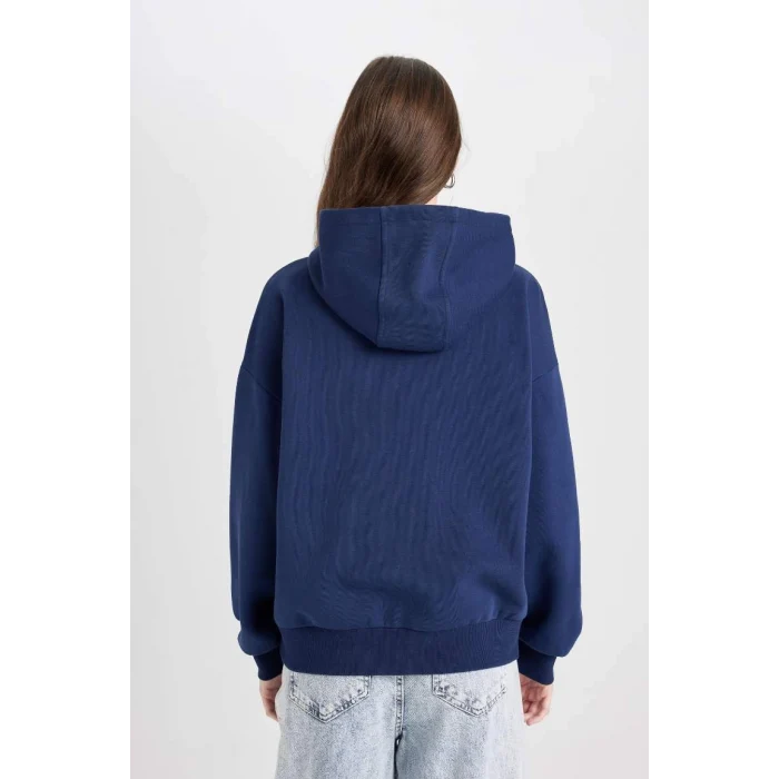 D6885 Coool Oversize Kapüşonlu Basic Sweatshirt