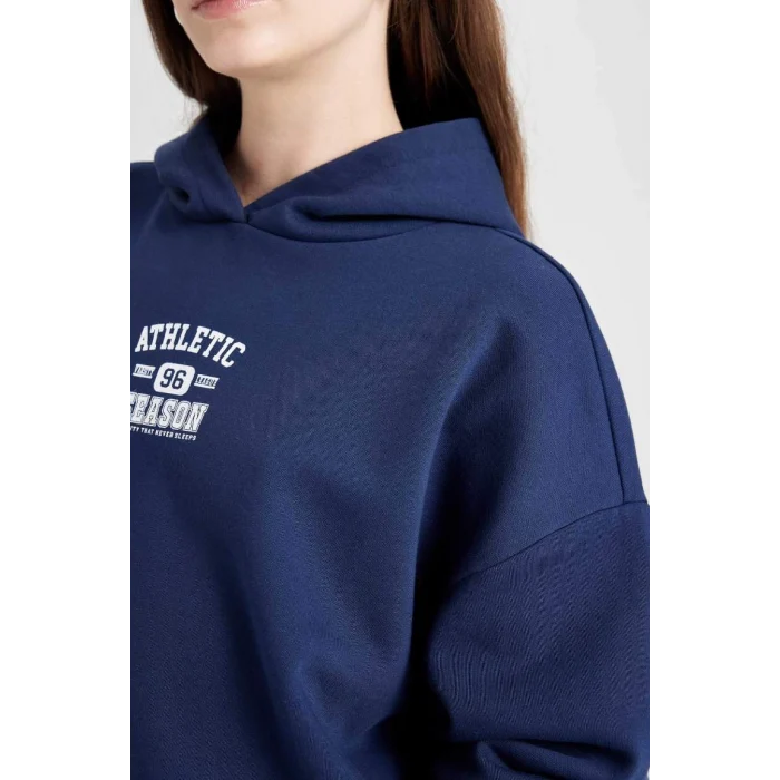 D6885 Coool Oversize Kapüşonlu Basic Sweatshirt